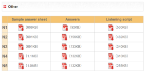 download JLPT practice test answer sheet, etc.